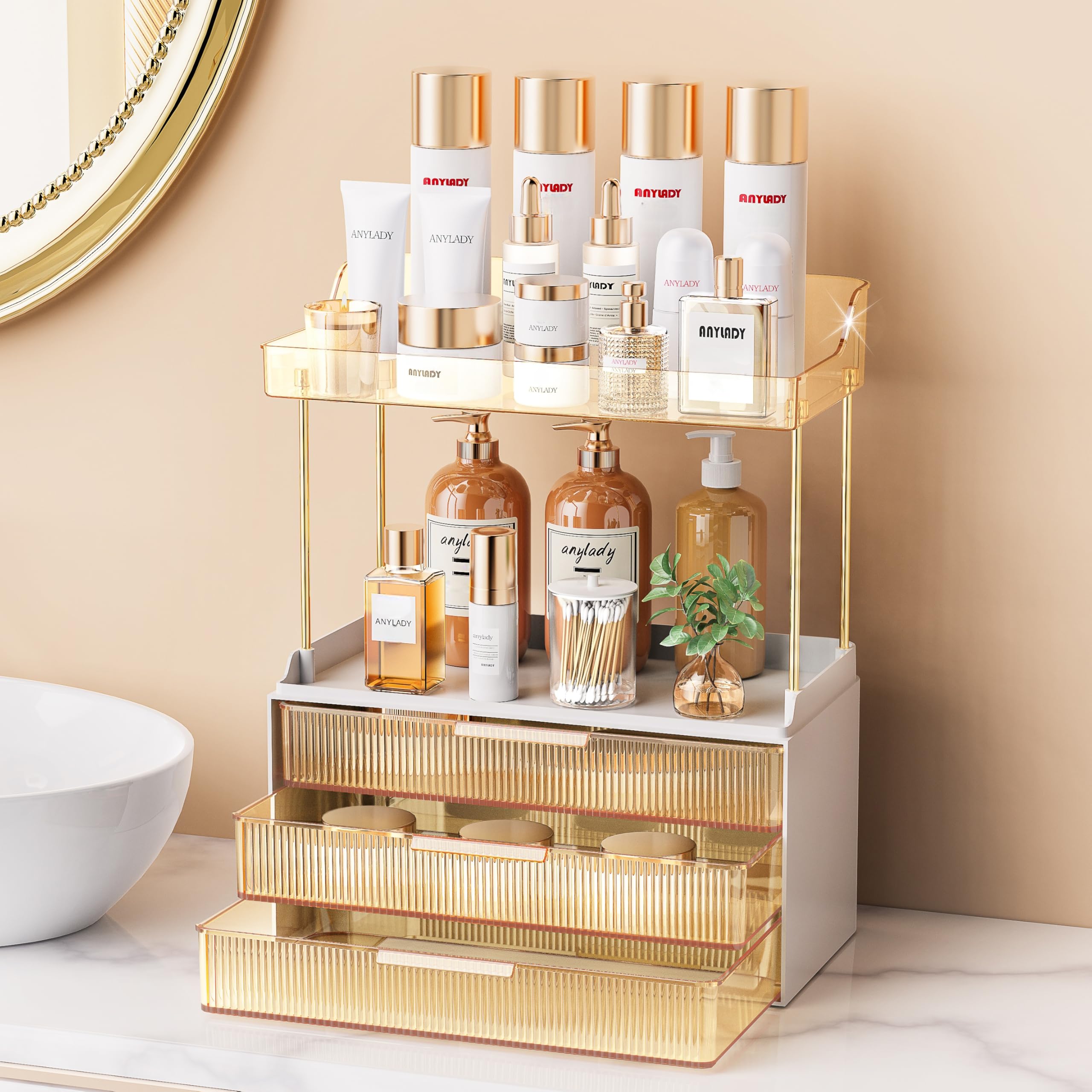 Anylady bathroom organizers multi-layer drawer system offers modular vanity storage.