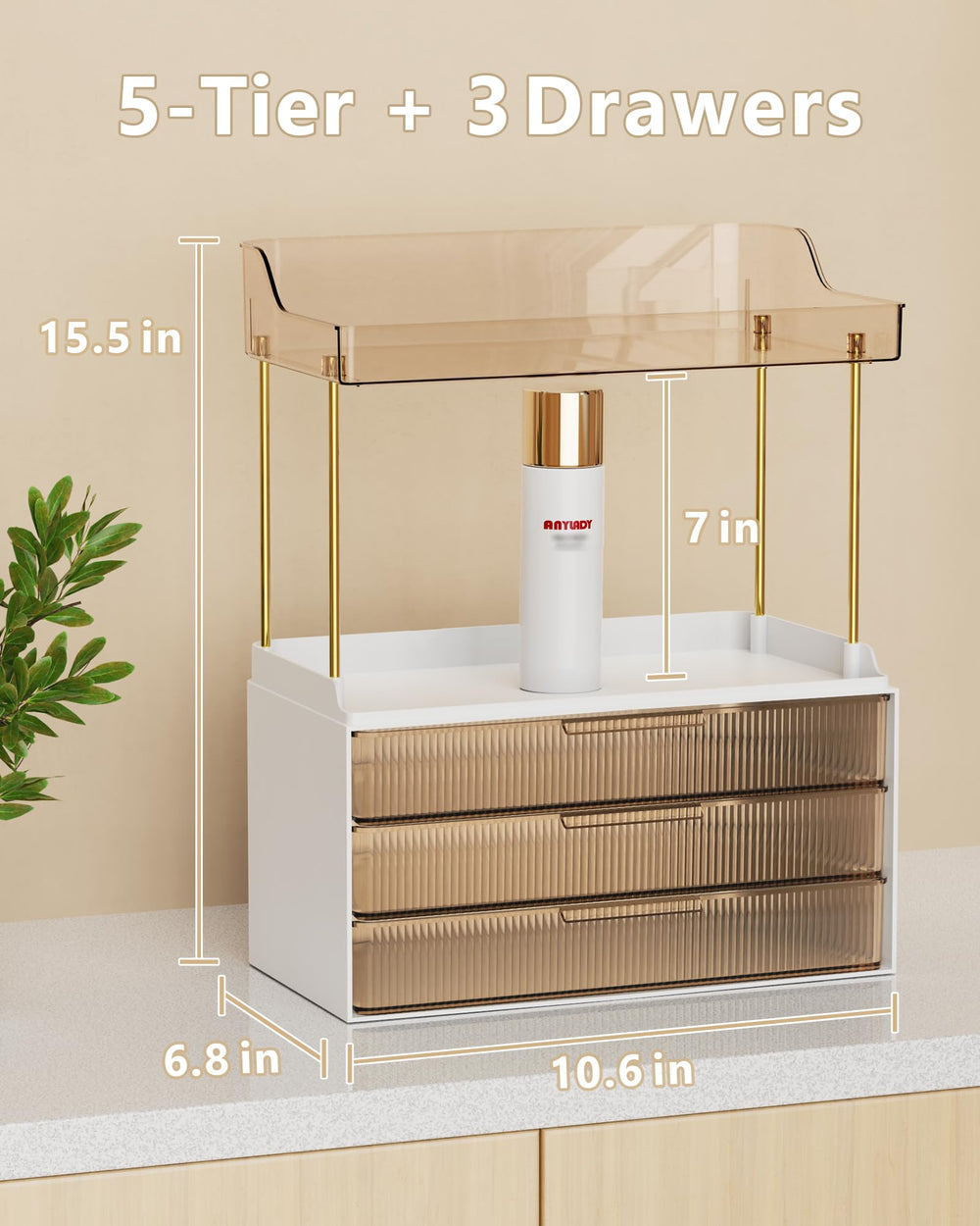 Anylady bathroom organizers reinforced steel frame supports heavy palettes and keeps surfaces tidy.