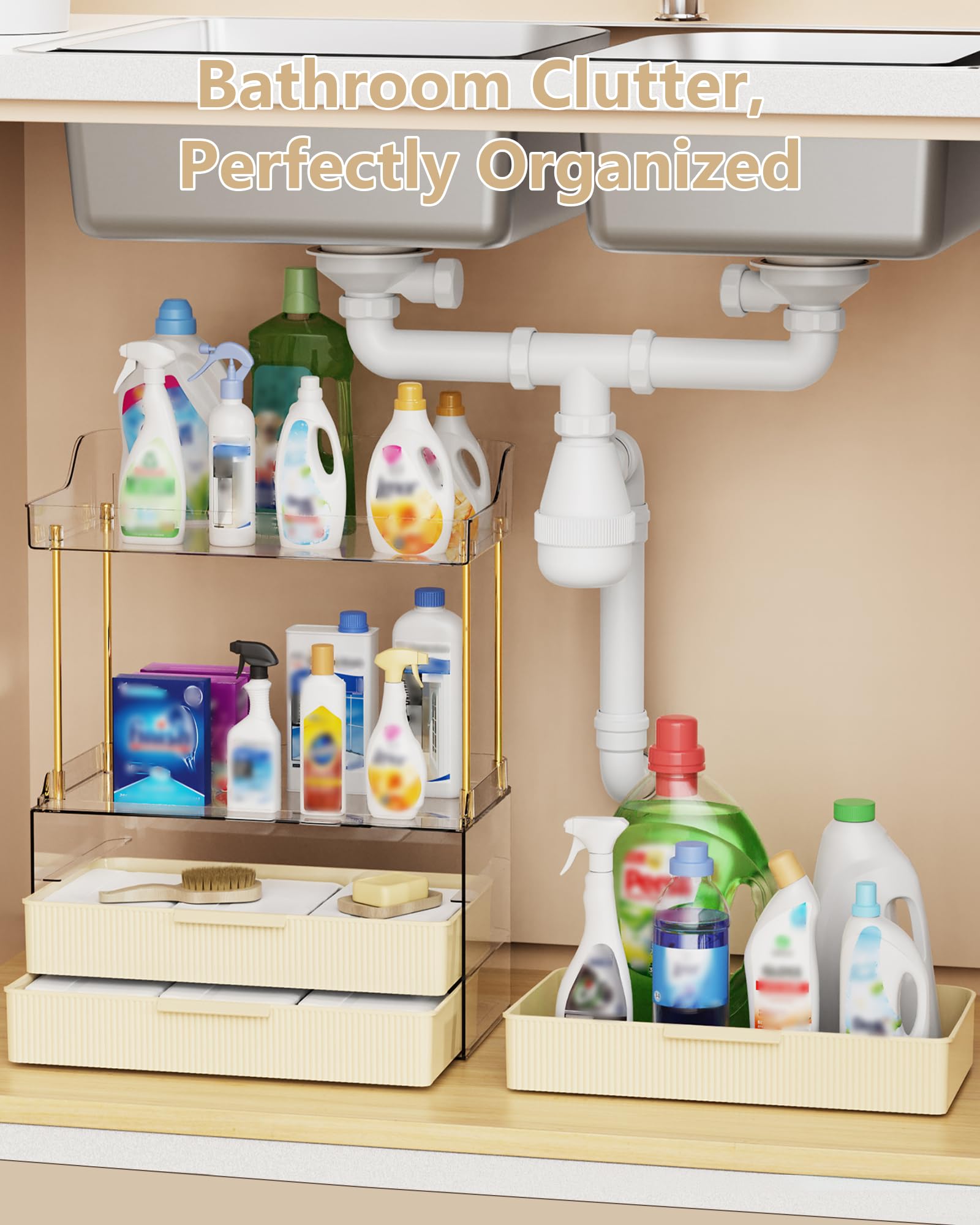 Anylady dual-tier system keeps top items accessible and drawers tidy