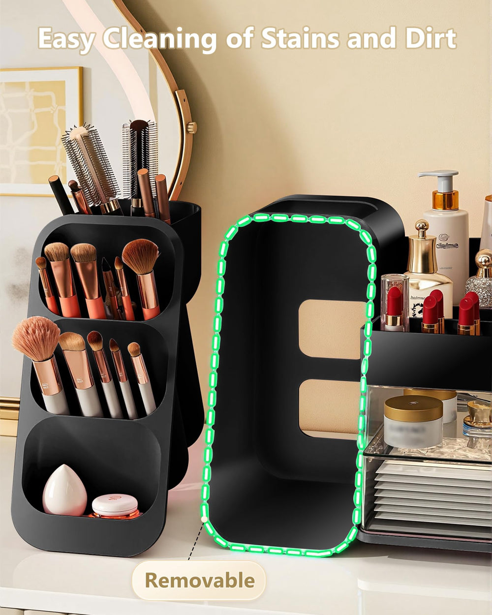 Anylady elevated-base design adds modern style while raising items for easy access.