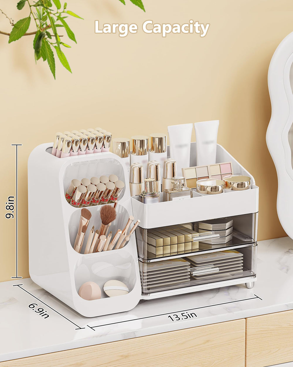 Anylady makeup organizer desk-countertop use fits vanity or kitchen spaces.