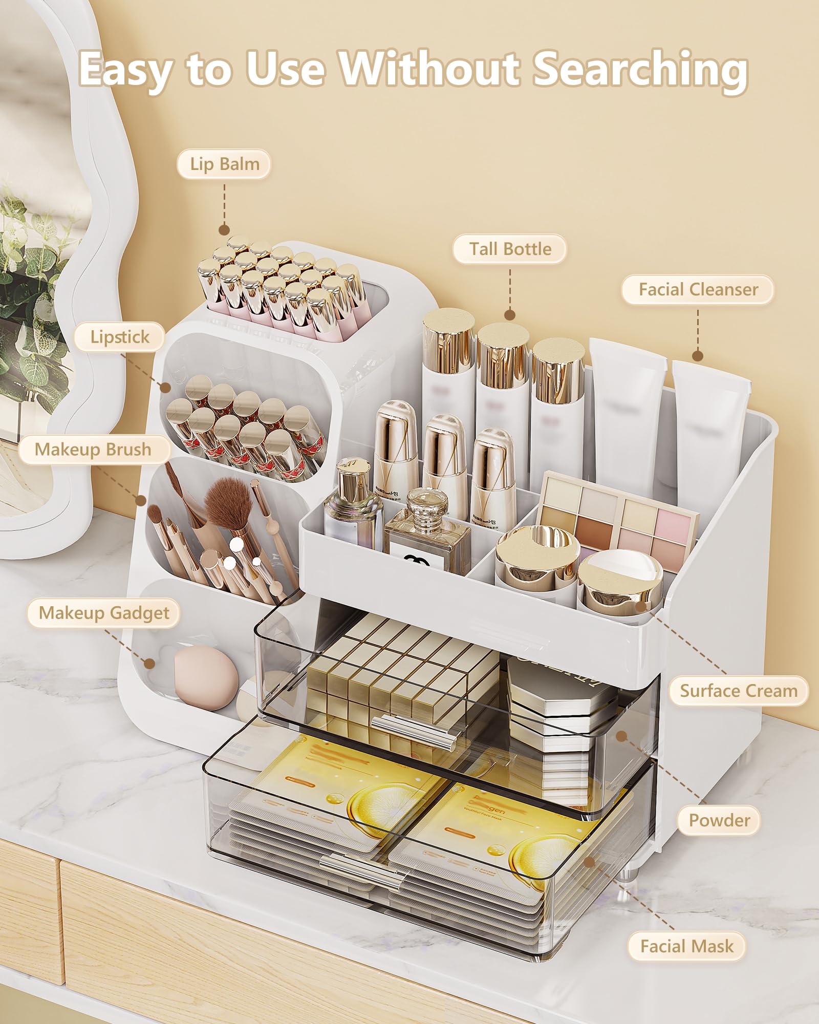Anylady makeup organizer elevated base adds sleek stability and style.