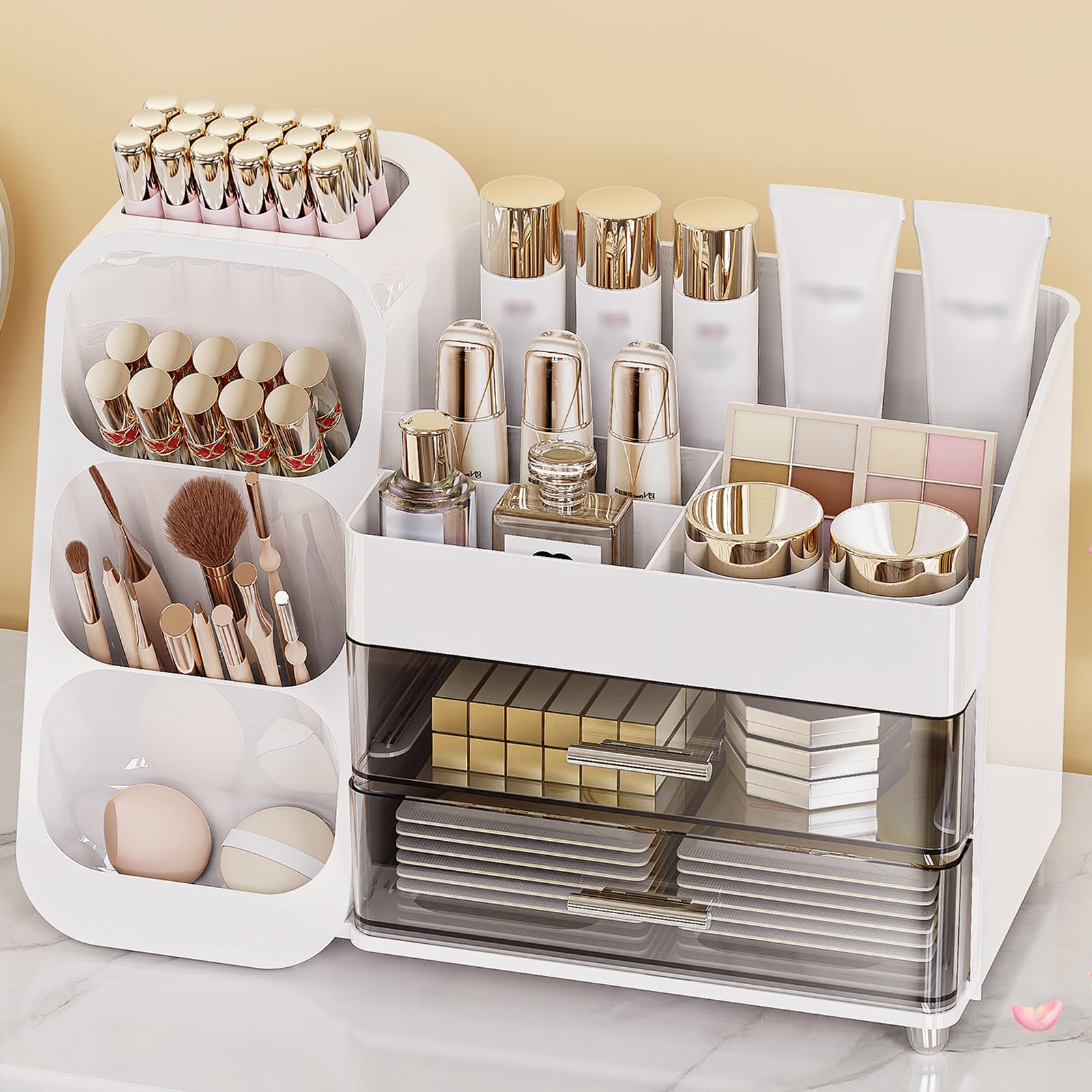 Anylady makeup organizer front view shows sturdy drawers for organized cosmetics.