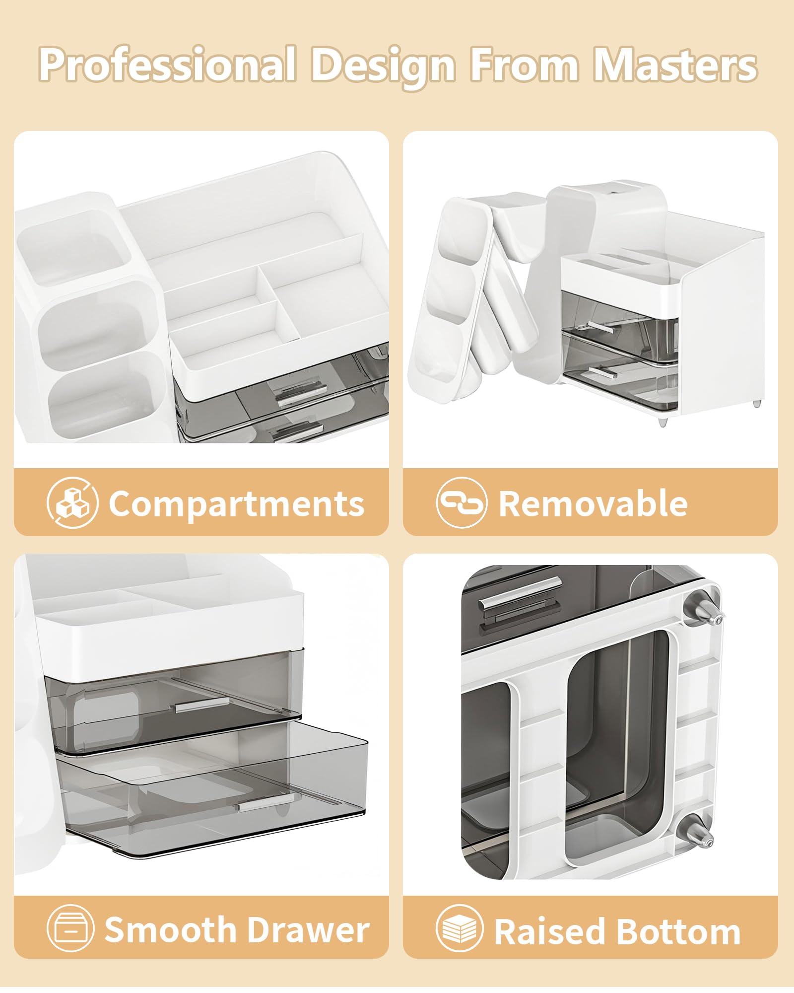 Anylady makeup organizer top view emphasizes ample space for skincare and brushes.