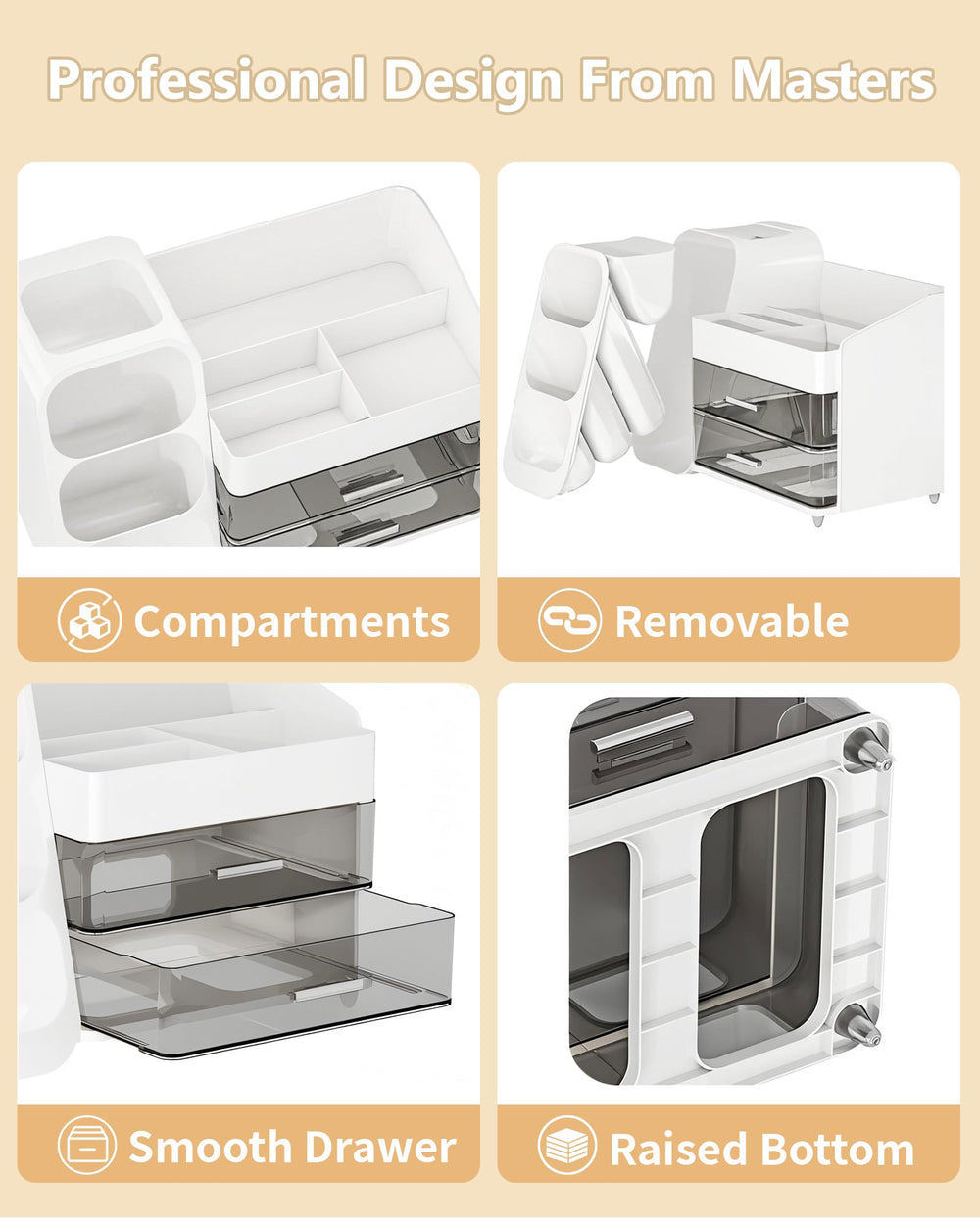 Anylady makeup organizer top view emphasizes ample space for skincare and brushes.
