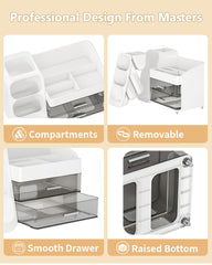 Anylady makeup organizer top view emphasizes ample space for skincare and brushes.