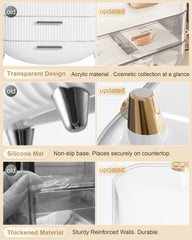 Anylady makeup organizer rose gold clear top drawer storage capacity for tall bottles.