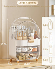 Anylady makeup organizer rose gold drawer detail showing spacious compartments for brushes and lipsticks.