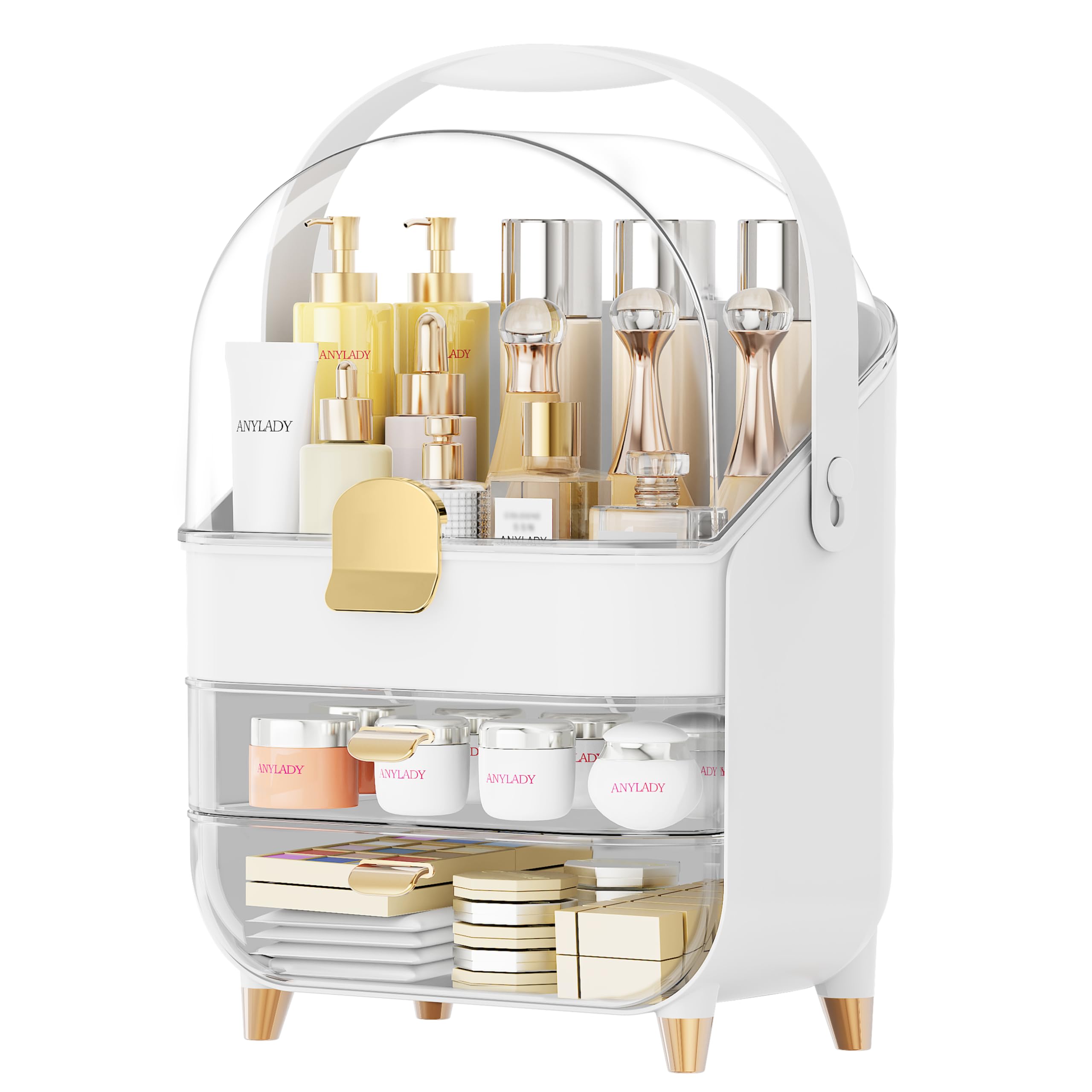 Anylady makeup organizer rose gold gift-ready packaging ideal for teens and gifting.