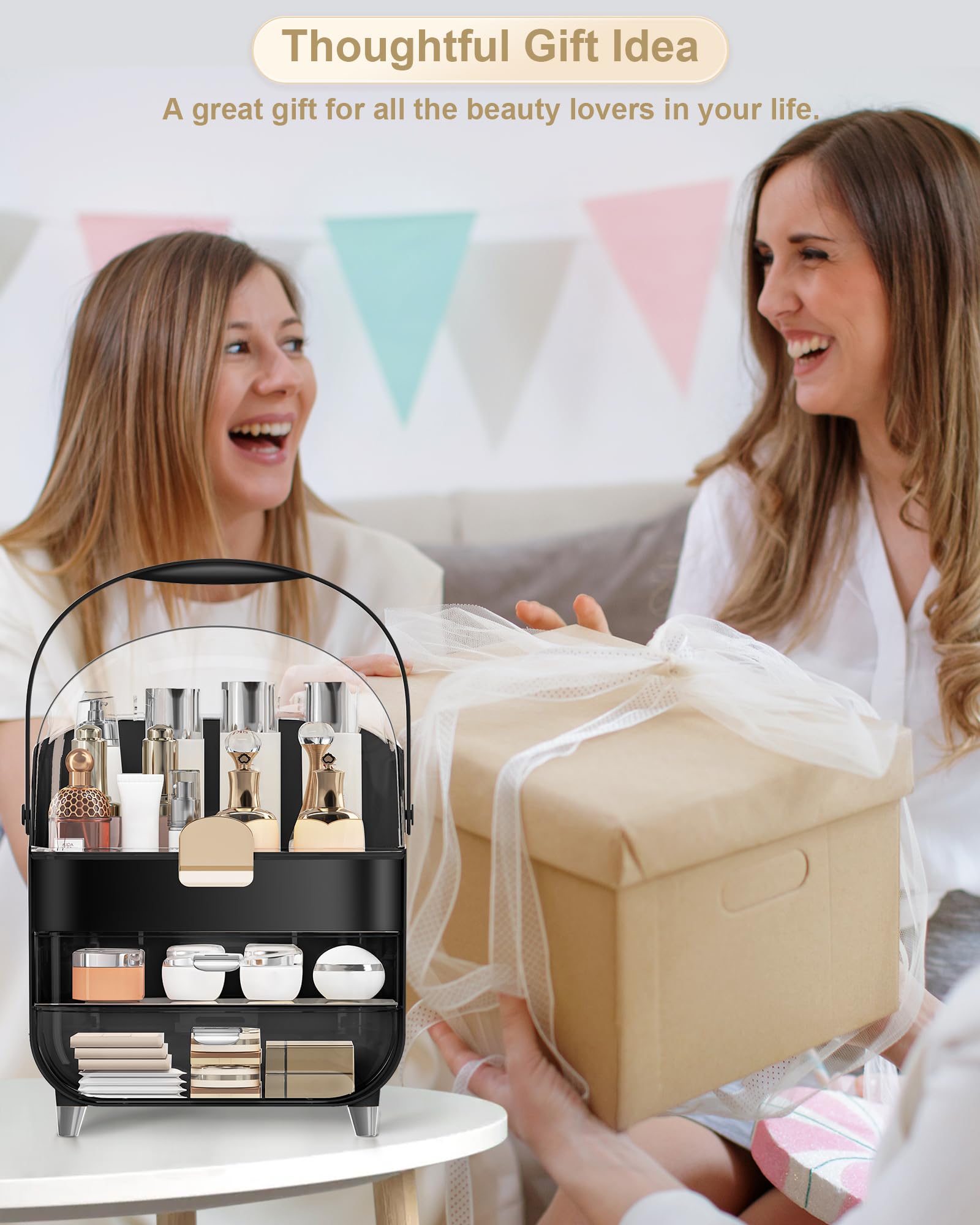 Anylady non-slip makeup storage on bathroom counter protects surfaces
