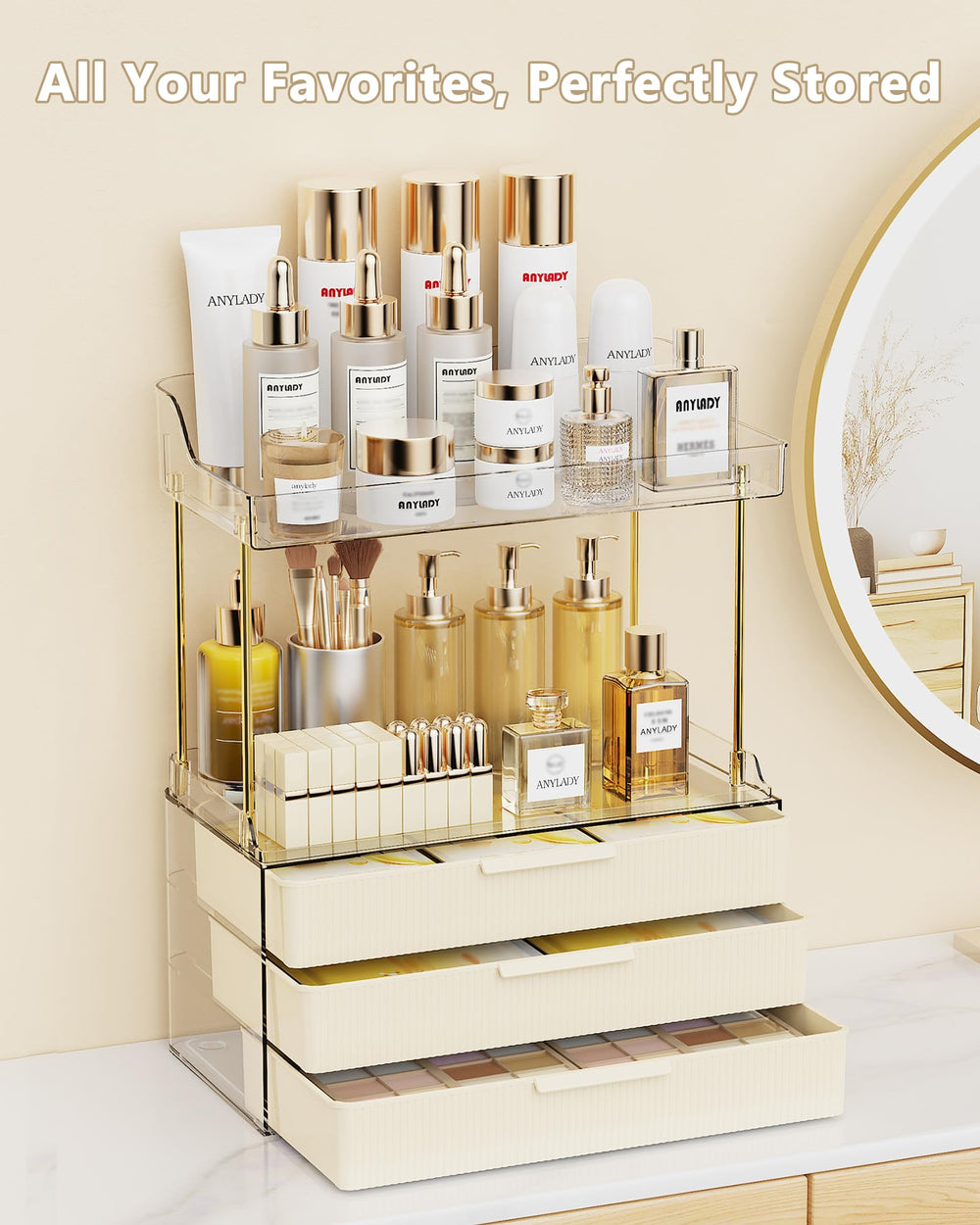 Anylady raised-edge organizer stays stable on busy counters
