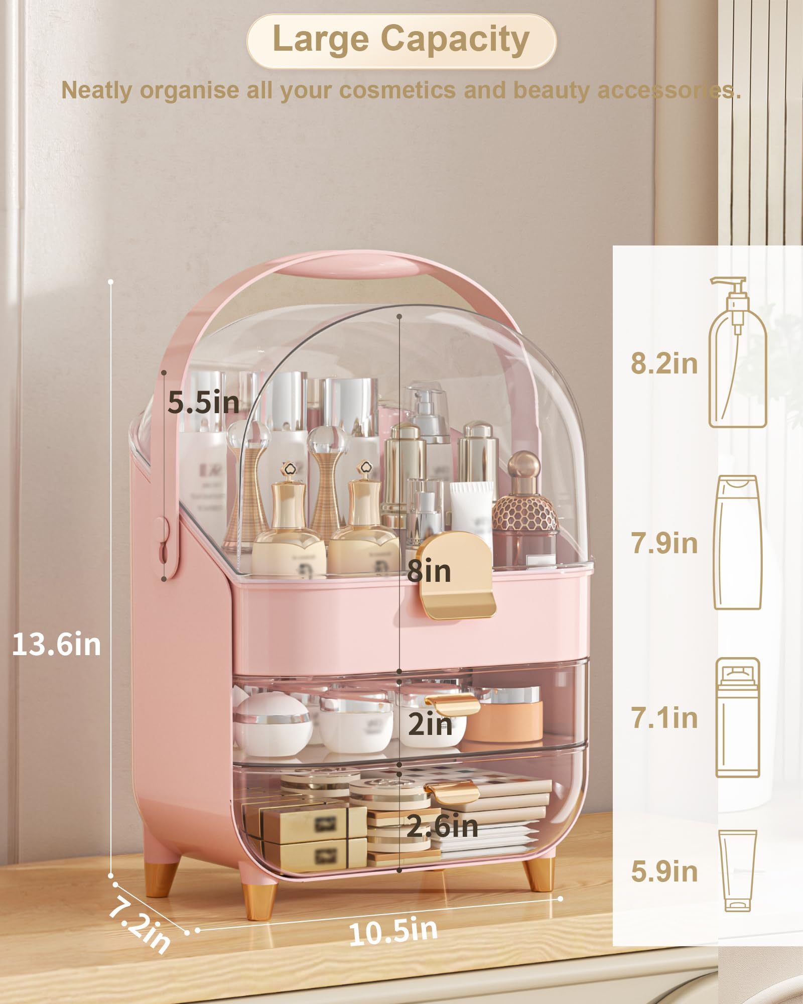 Anylady skincare holder clear drawer shows items at a glance for quick vanity checks