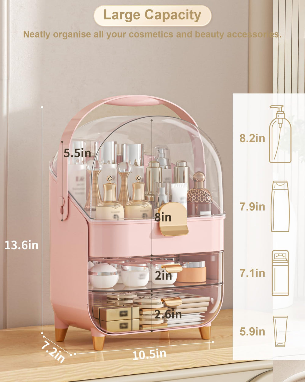 Anylady skincare holder clear drawer shows items at a glance for quick vanity checks
