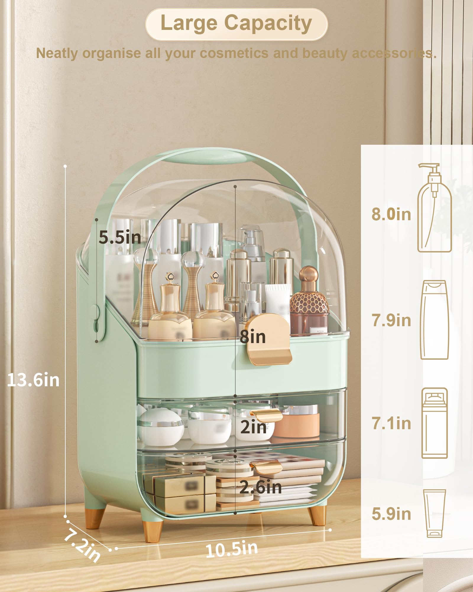 Anylady skincare organizer transparent top drawer for easy visibility