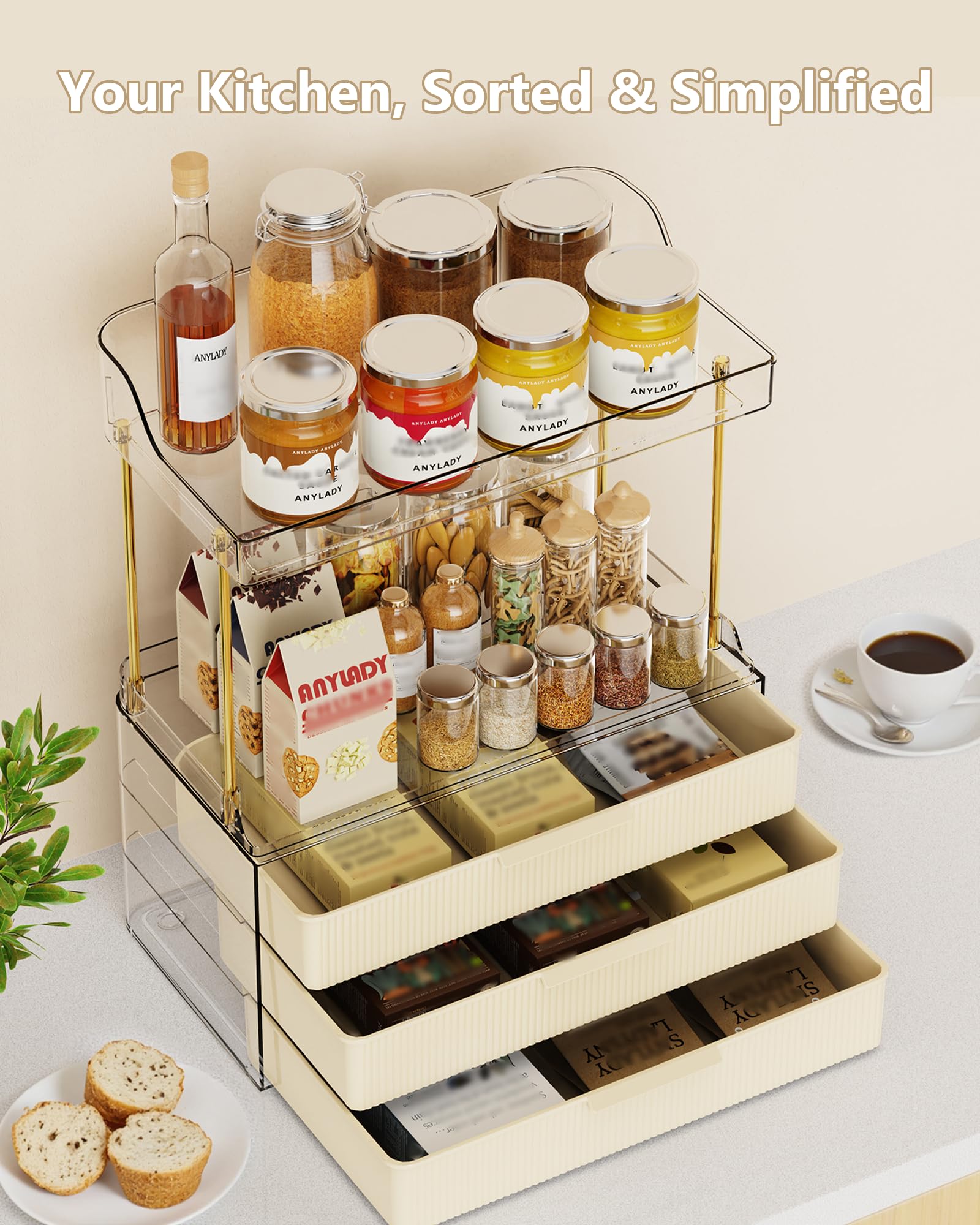 Anylady cream-finish storage adds sleek decor while organizing cosmetics