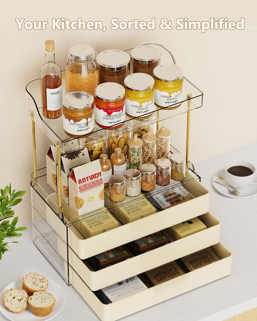 Anylady cream-finish storage adds sleek decor while organizing cosmetics