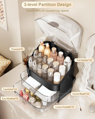 Anylady vanity storage box with dust-proof design to keep brushes clean