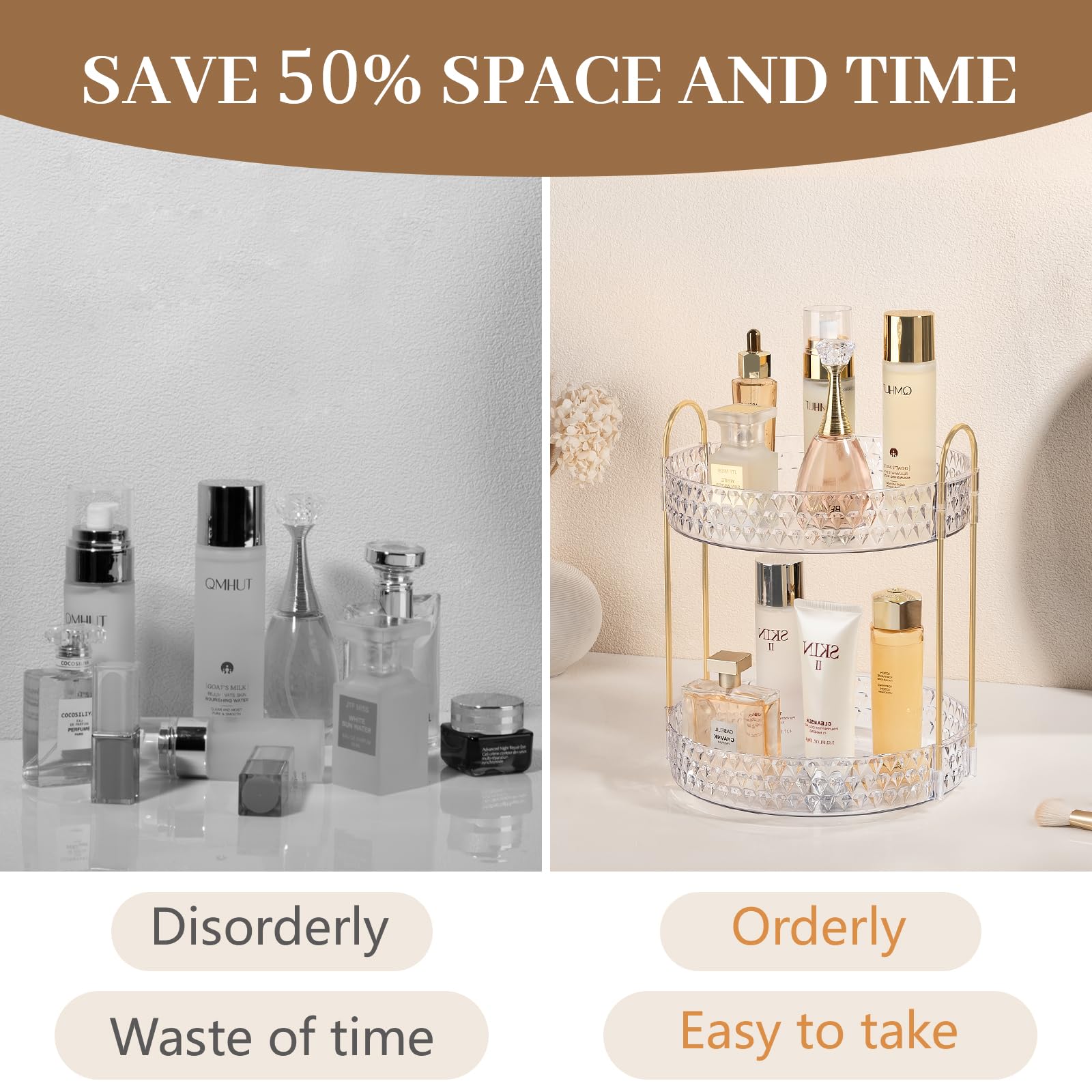 Anyoifax rotating organizer is easy to assemble and clean.
