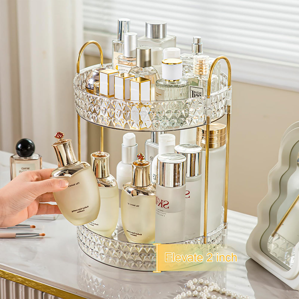 Anyoifax organizer with gold-toned accents elevates dresser-top aesthetics.