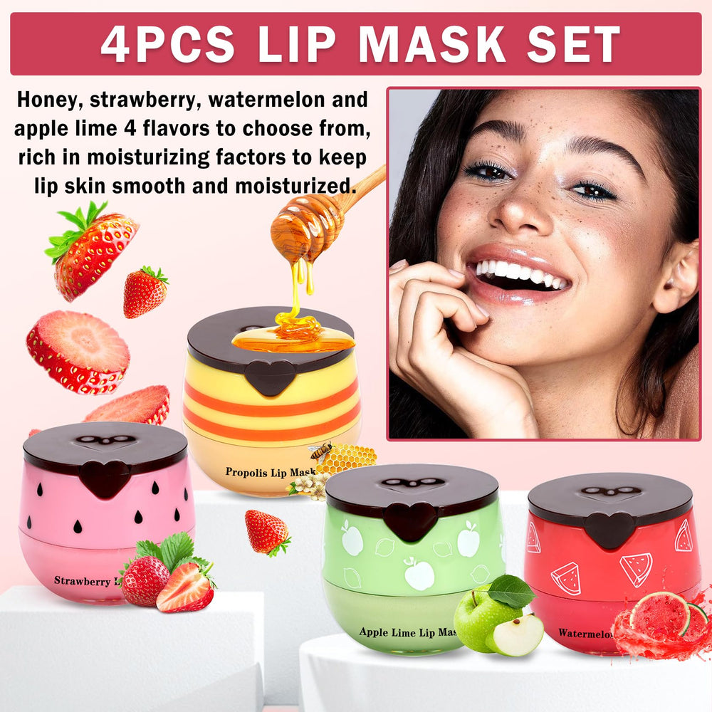 AOAZXBB lip balm jar closeup shows smooth texture and honey-fruit scent.
