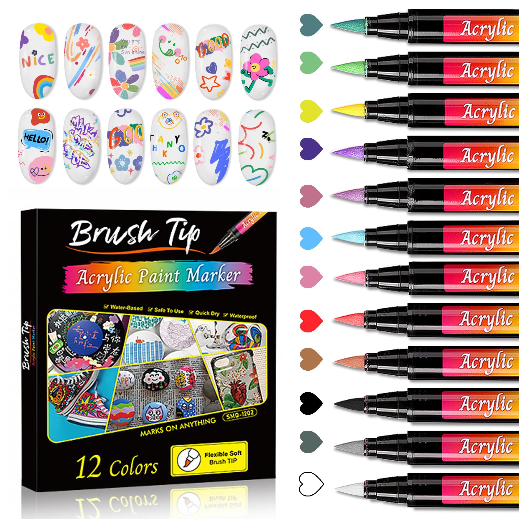 AOAZXBB conjunto de 12 colores para arte de uñas, ideal para diseños variados.