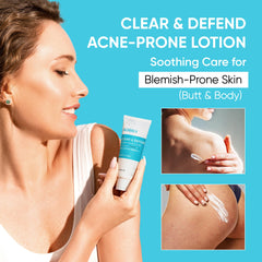 AOBBIY Back Acne Lotion application shows non-greasy feel under clothing.