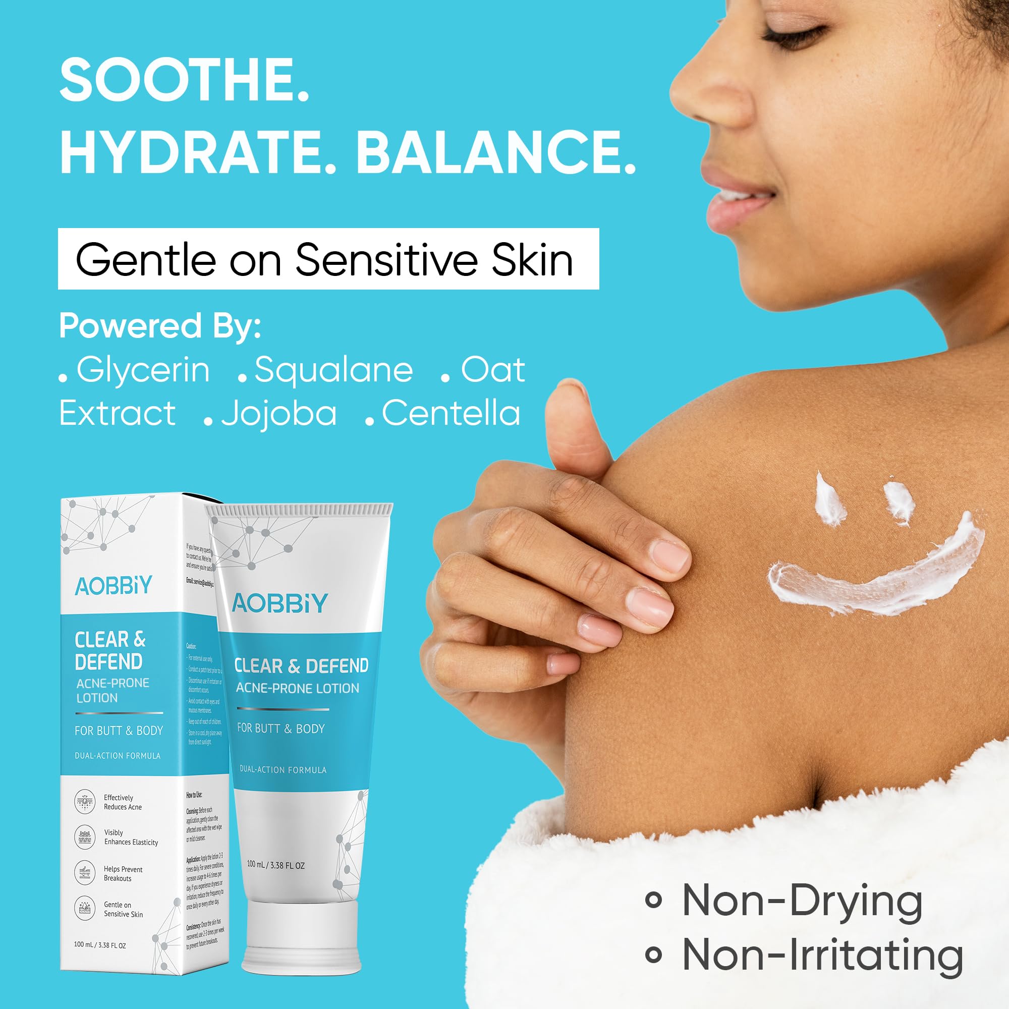 AOBBIY Niacinamide ingredient graphic emphasizes balancing skin for a clearer look.