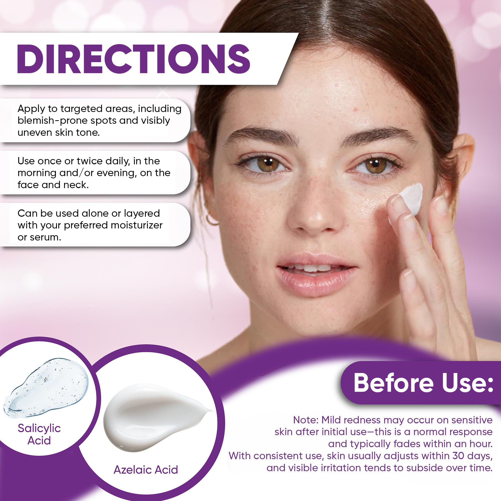 AOBBIY Azelaic Cream pores close-up demonstrates clear pore care.
