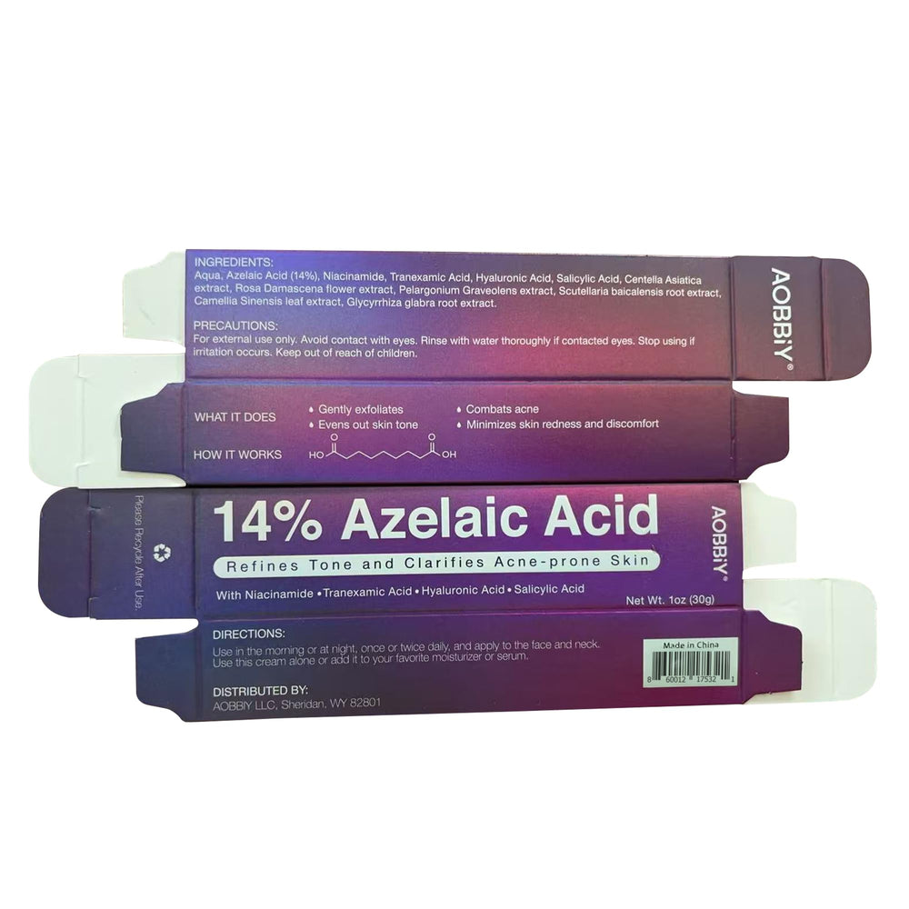AOBBIY Azelaic Cream included in skincare routine for blemish-prone skin.