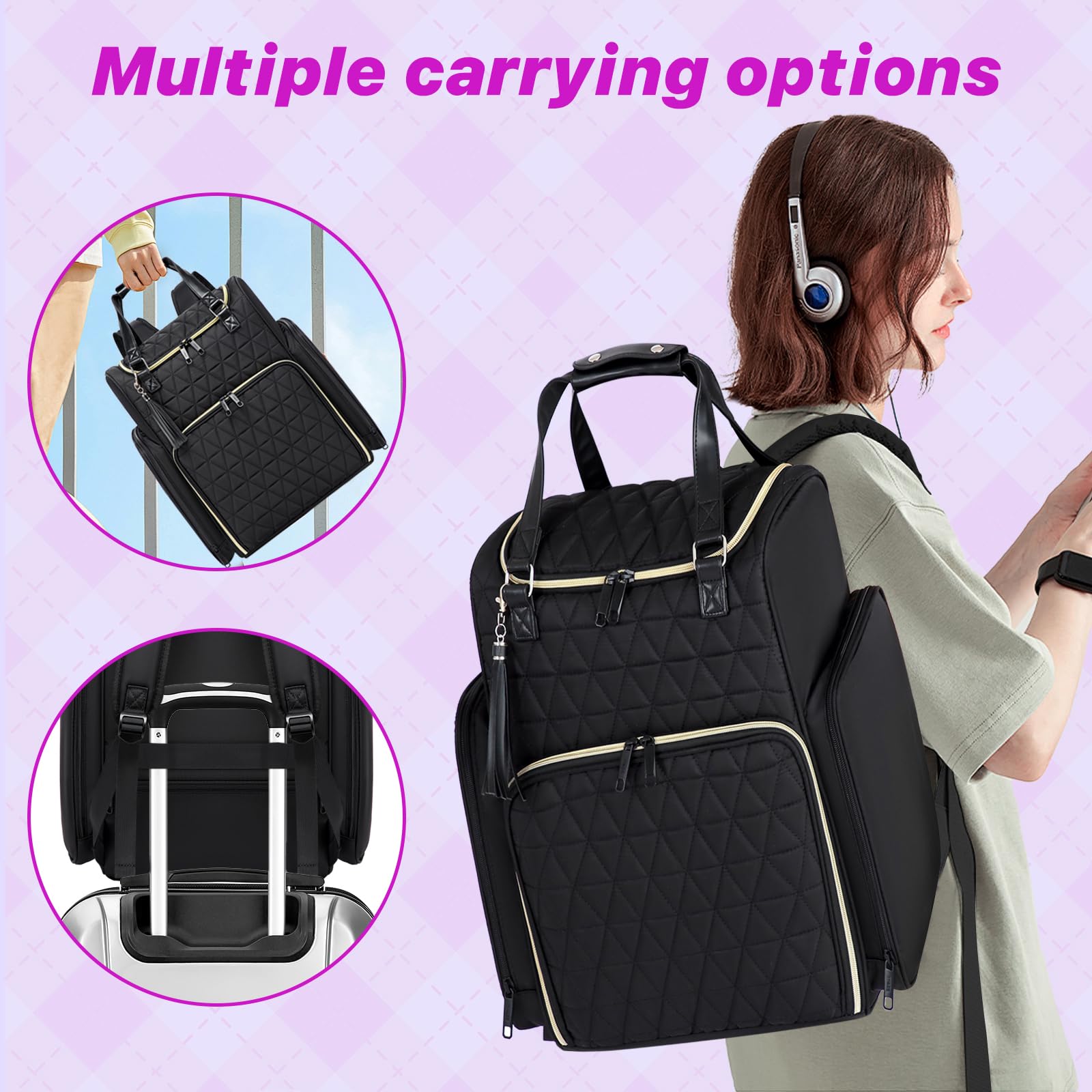 Aocrin nail bag organizer case backpack travel strap for secure transport.