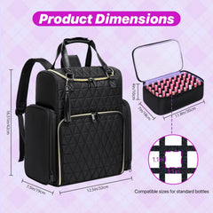 Aocrin nail bag organizer case backpack two removable nail cases holding bottles.