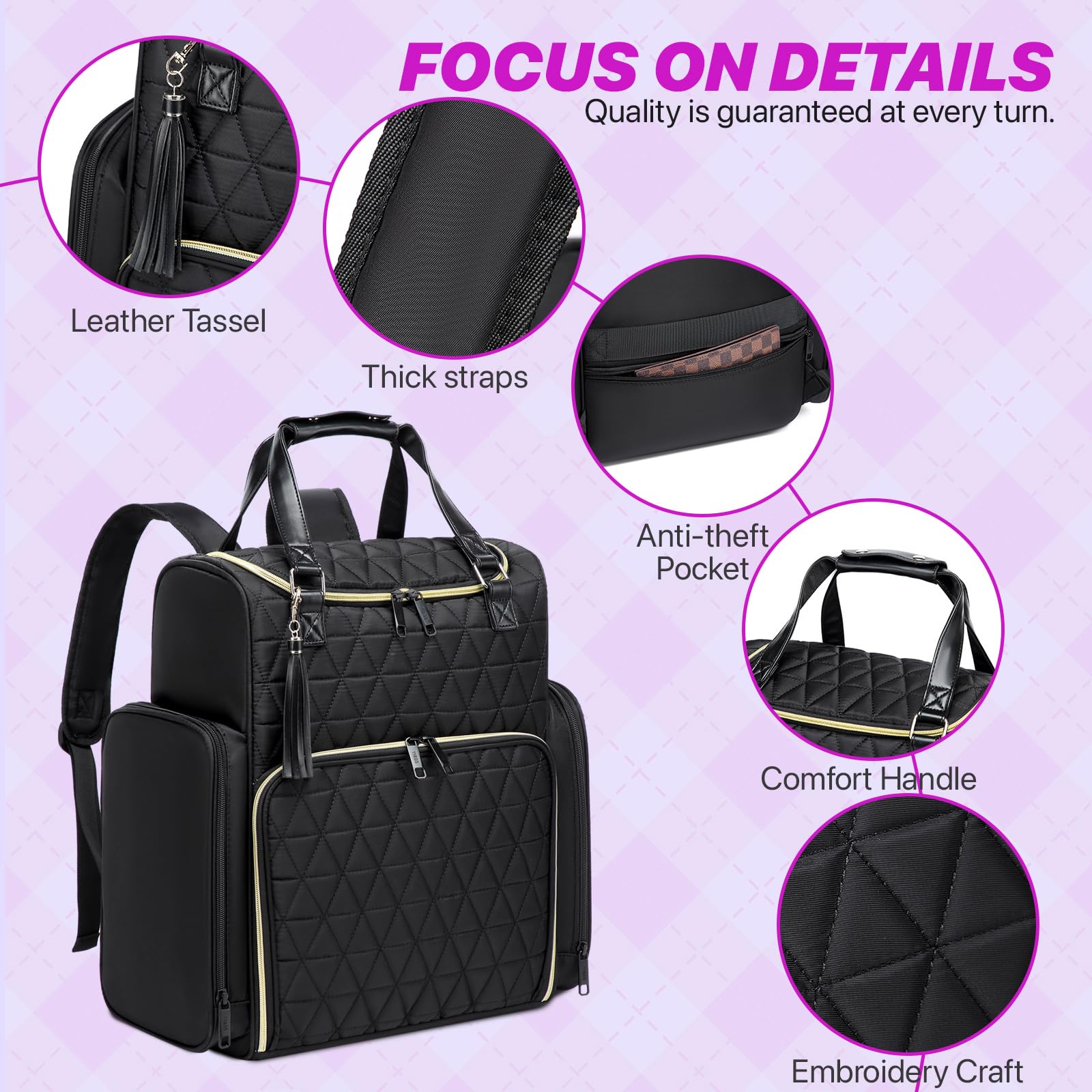 Aocrin nail bag organizer case backpack waterproof fabric protects your polish.
