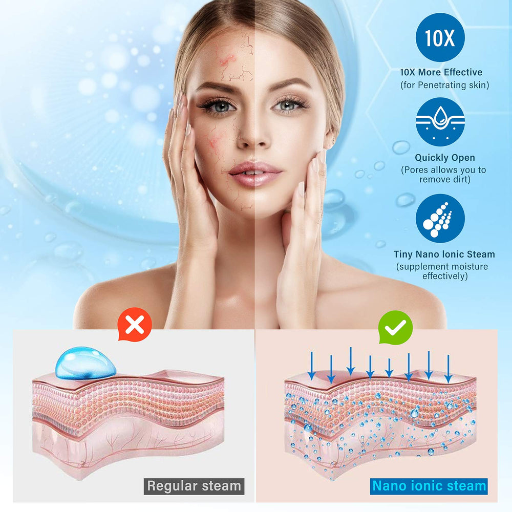 AOEDEO Nano Ionic Face Steamer steam action with quick warm mist.