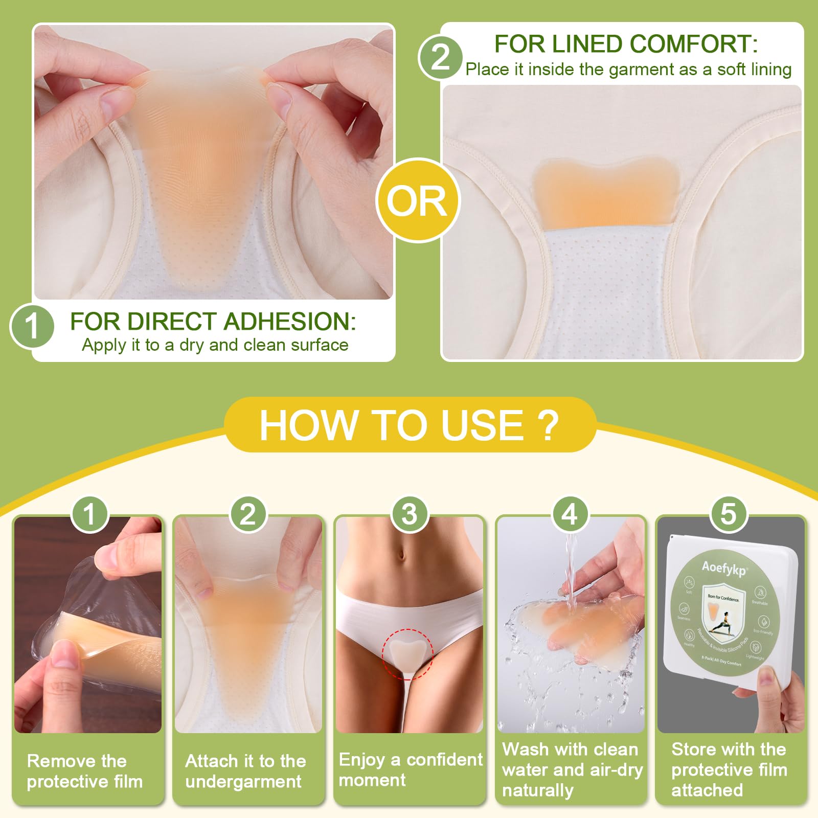 Aoefykp lavado durable, adhesivo resistente tras cada uso