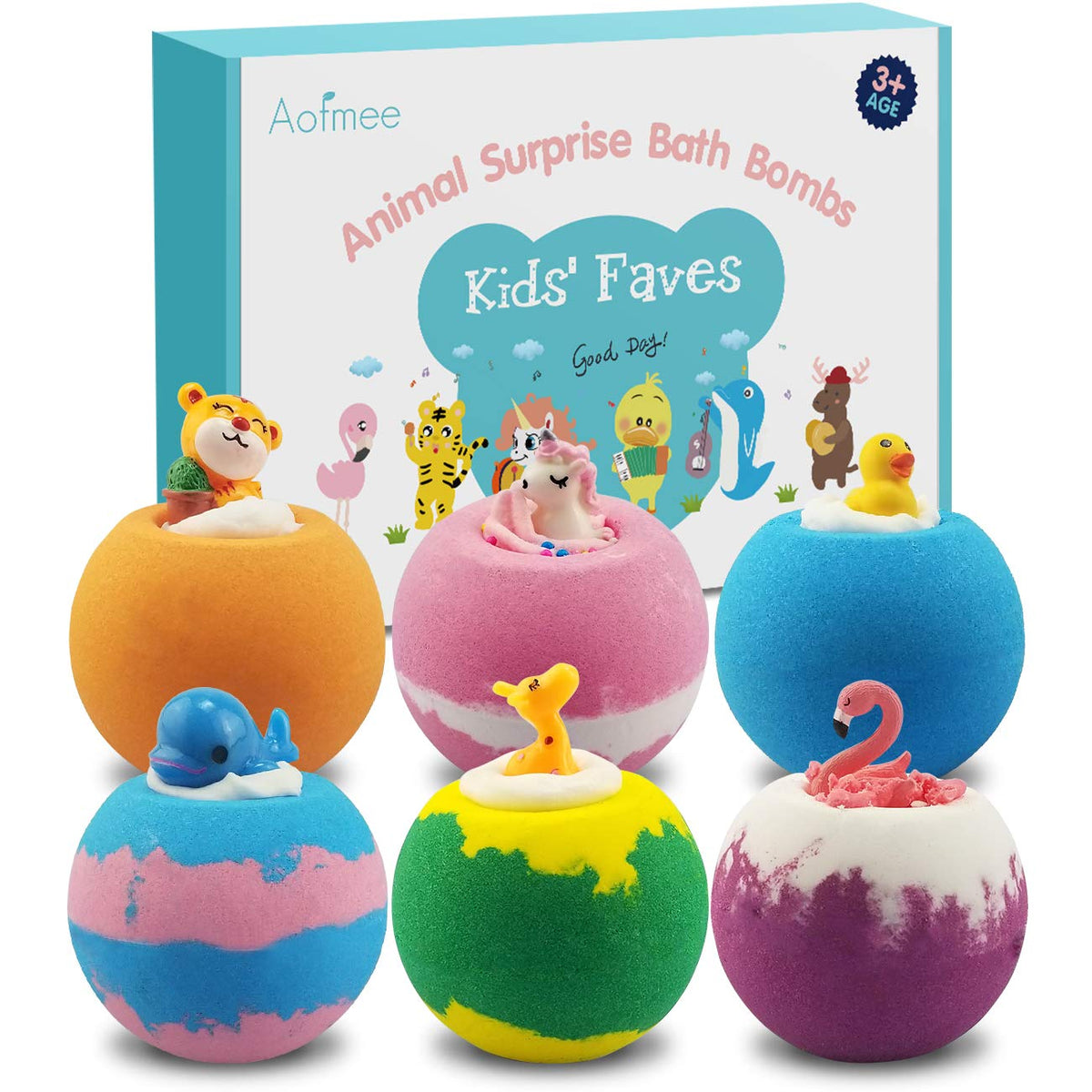 Aofmee bath bomb with animal surprise toy inside adds playful bath time fun for kids.