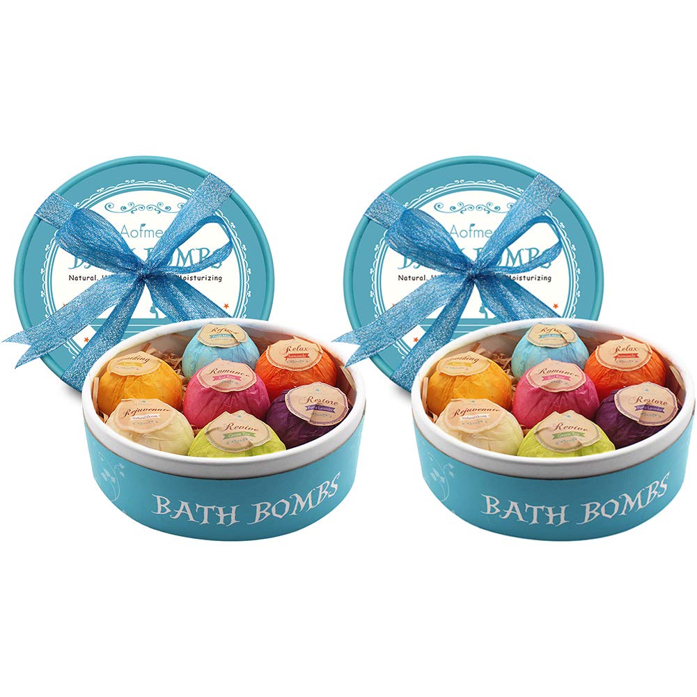 Aofmee bath bombs with assorted colors arranged for gifting and relaxing baths.