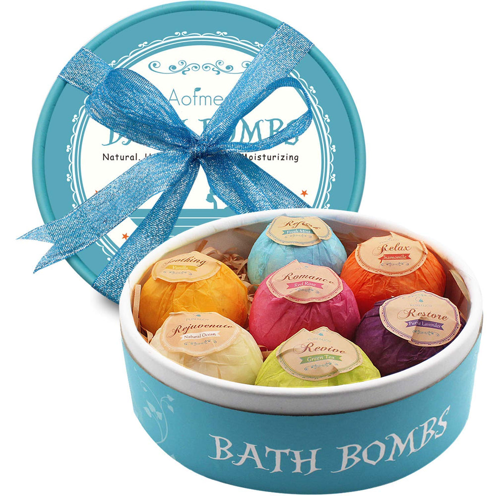 Aofmee bath bombs gift set with seven scents for spa-like gifting