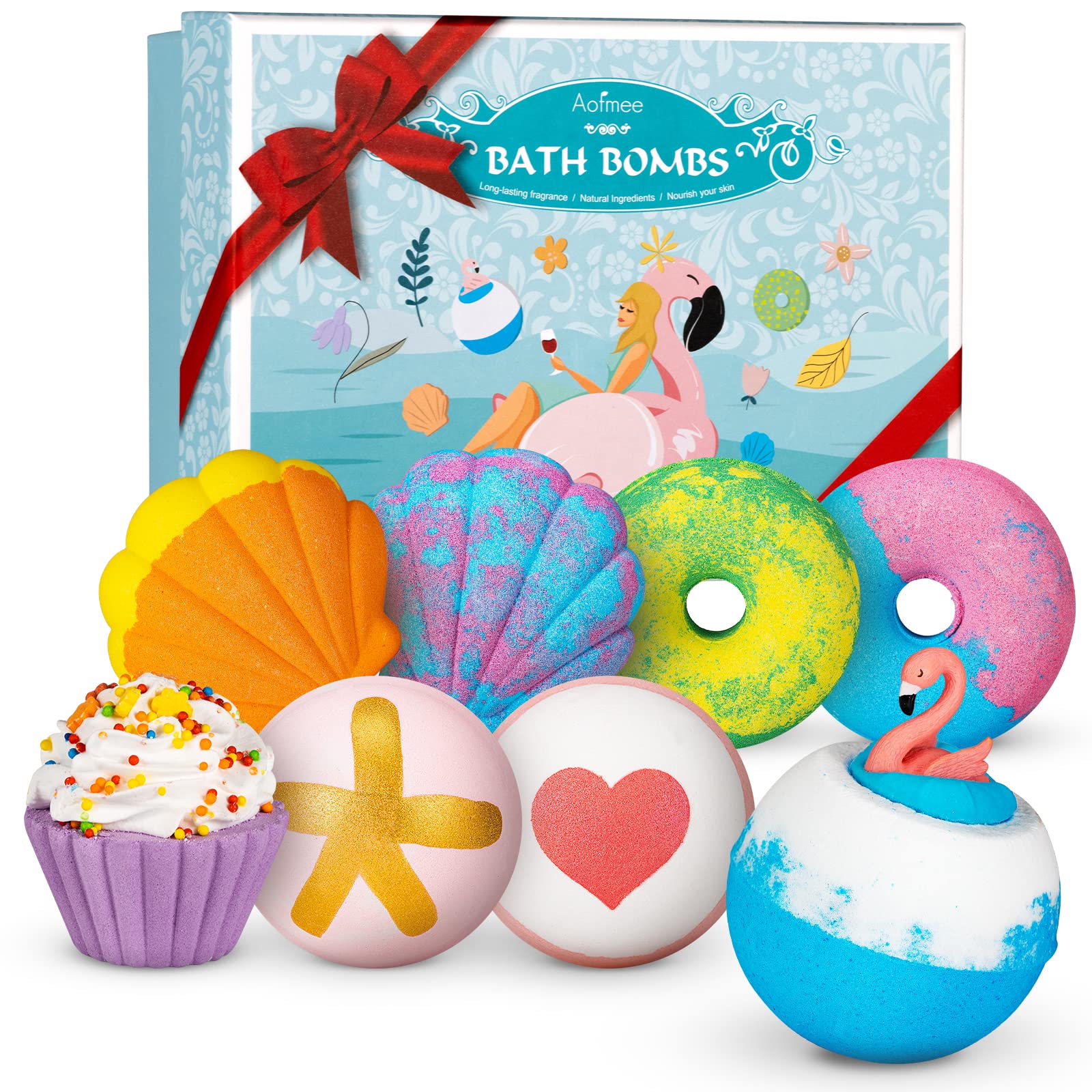 Aofmee bath bombs honey-peach close-up with skin-nourishing oils for soft skin