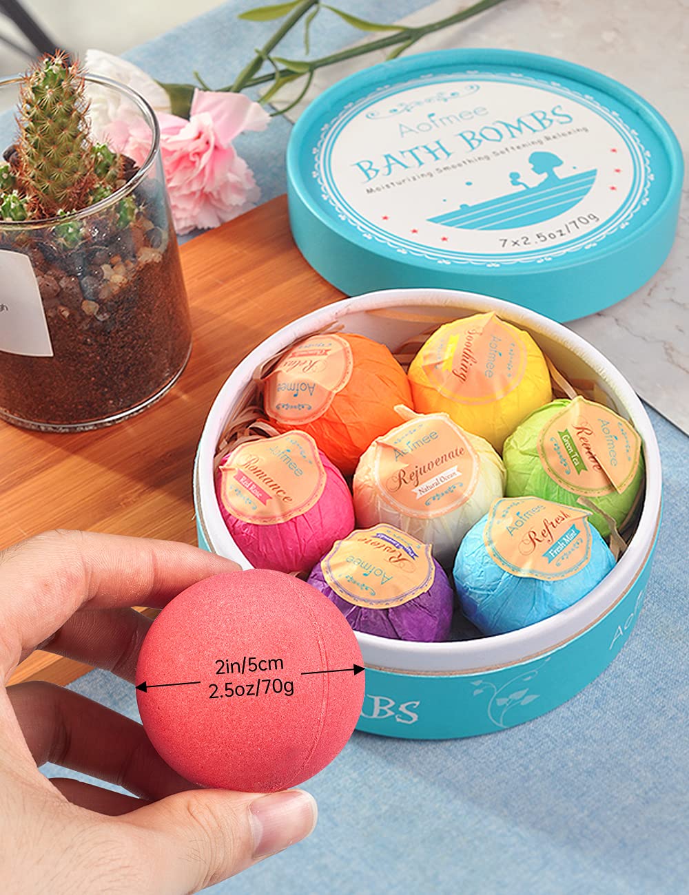 Aofmee individually wrapped bath bombs keep freshness for gifting.