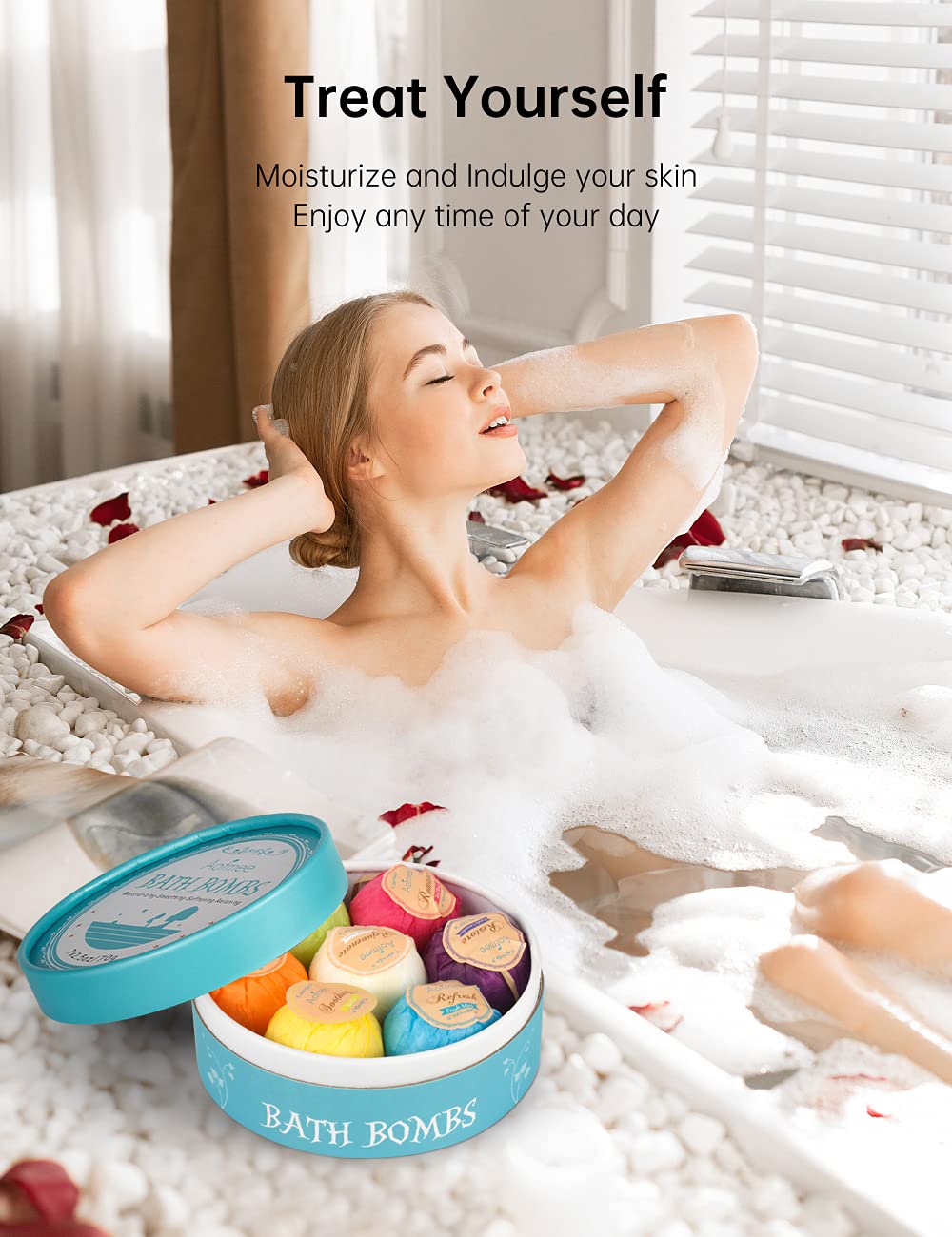 Aofmee bath bombs rinse clean without staining tub, simplifying cleanup.