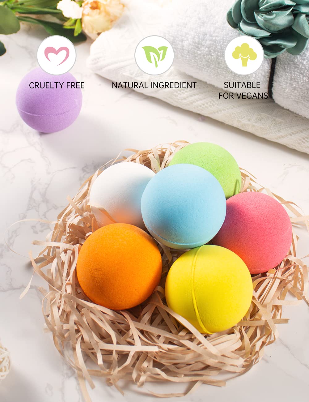 Aofmee bath bombs moisturize skin while you enjoy a bath.