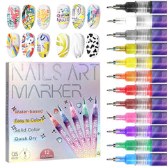 AOKELEON nail art pens set cap closeup showing vibrant pigments for precise color control