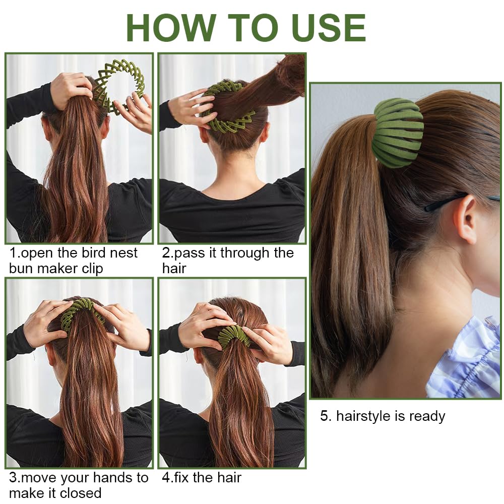 Aokid Bird Nest Magic Hair Clip in-use to create quick ponytail