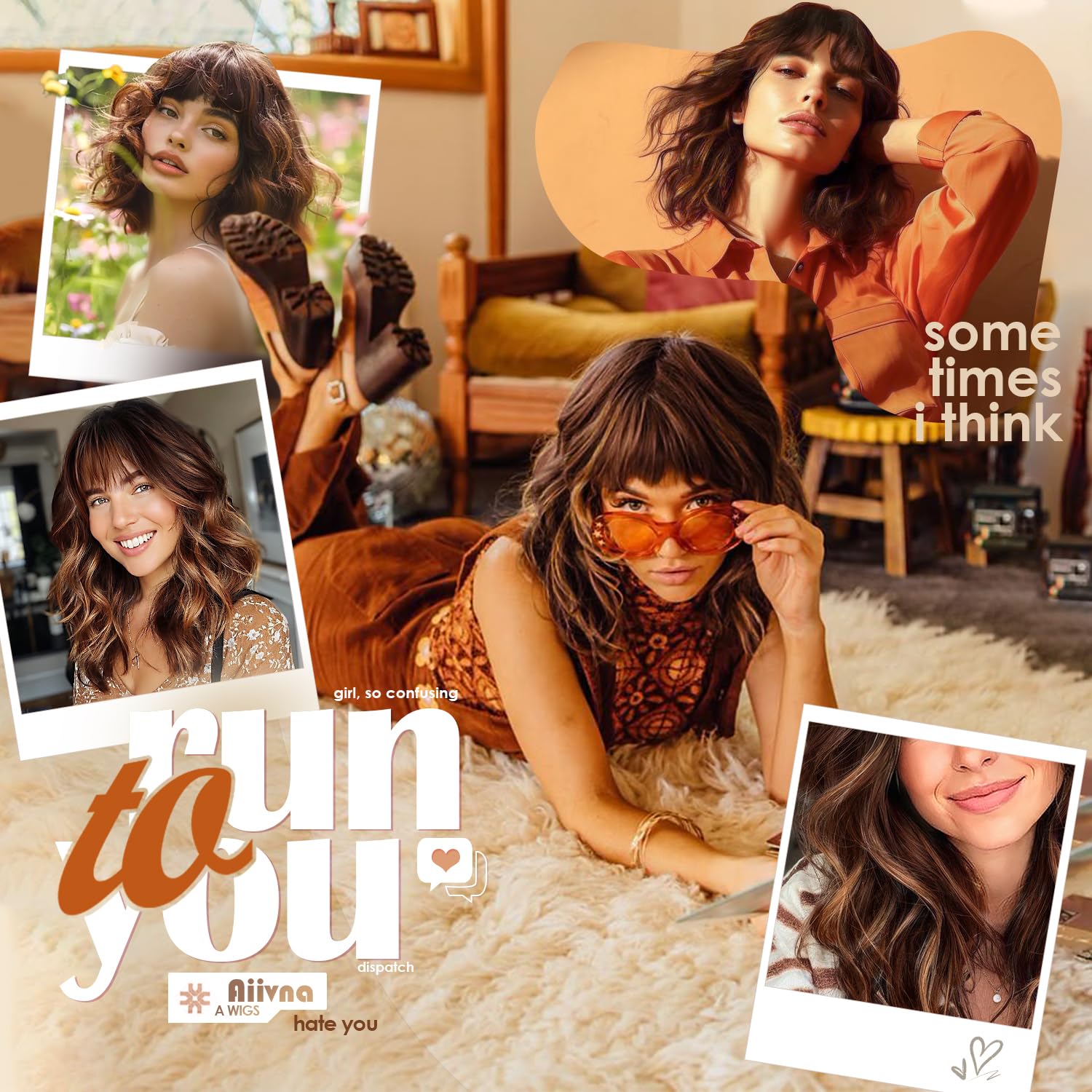 Aokiya Bob Wavy Wig bangs closeup captures realistic fringe with easy styling.