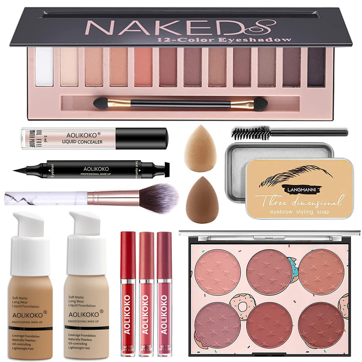 AOLIKOKO 12-Color Pro Makeup Kit eyeshadow palette offers versatile shades for creative daily looks.