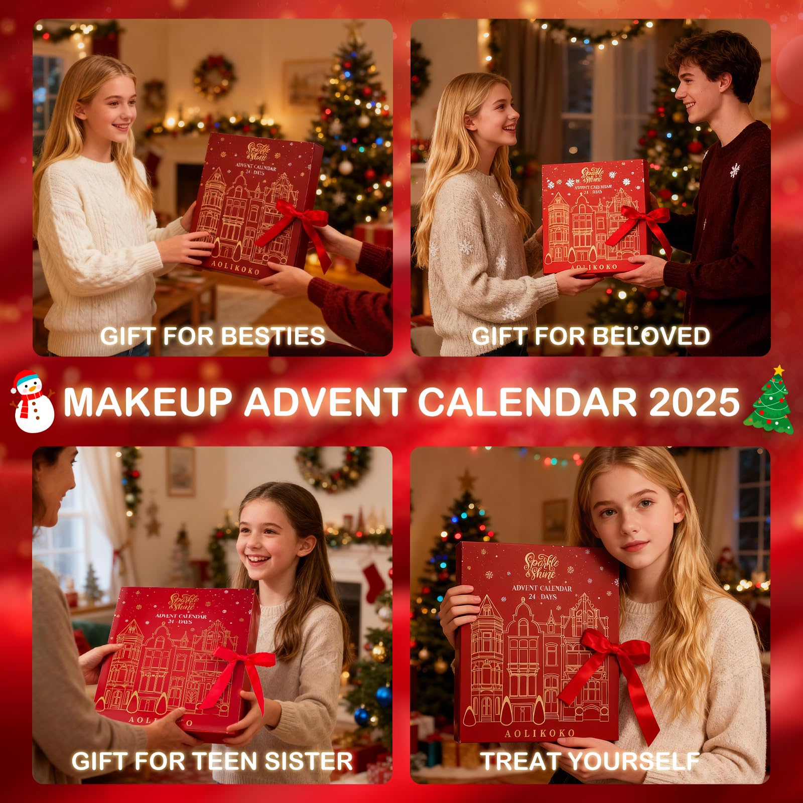 AOLIKOKO makeup advent calendar 2025 festive packaging supports exciting countdown to Christmas.