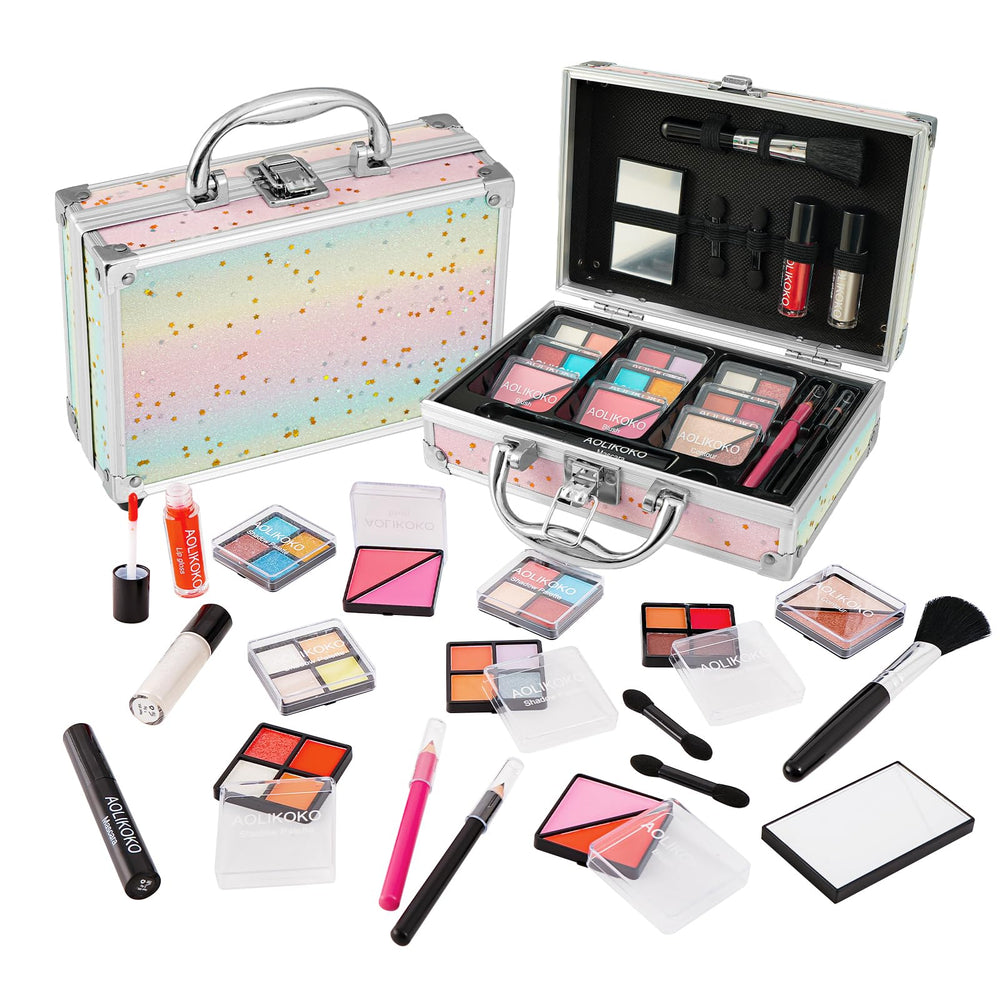 AOLIKOKO makeup kit set B train case ready for on-the-go touch-ups