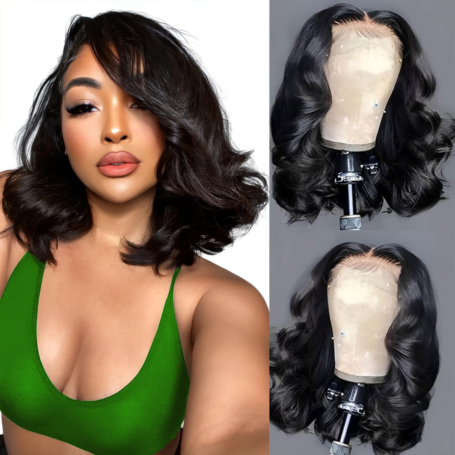 Aolisox 14-inch bob wig with human hair delivers natural shine for everyday styling.