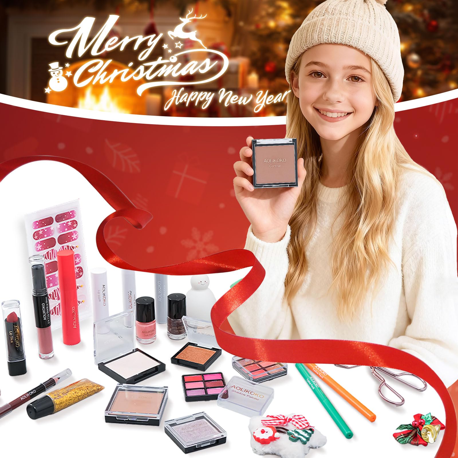 Aolikoko advent calendar highlighter delivers radiant holiday glow.
