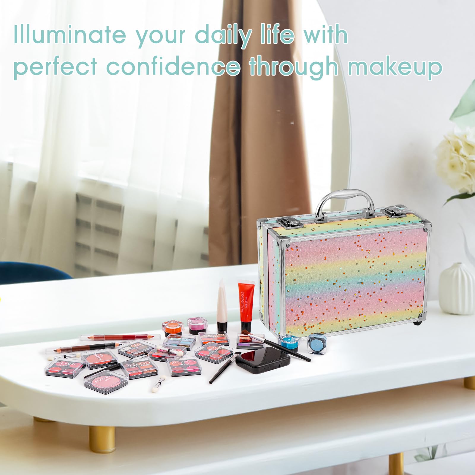 AOLIKOKO makeup kit 8 brushes for precise application and professional results.